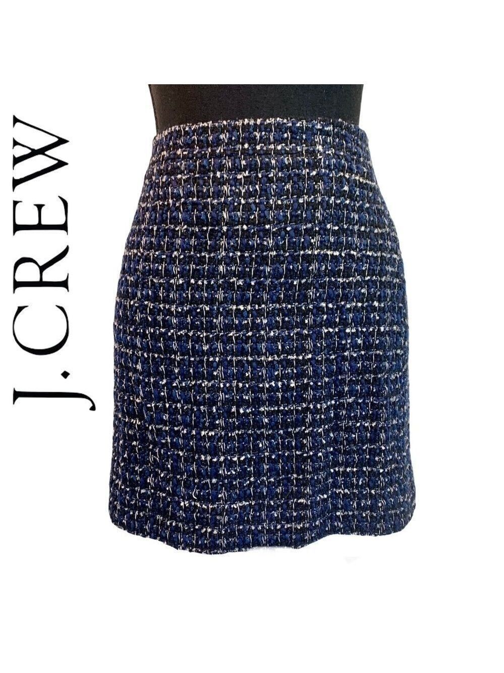 J.crew Tweed Skirt Size 2 Blue Black White